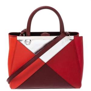 Pre Owned Fendi Multicolor Geometric Leather Mini 2Jours Tote 