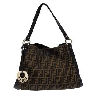 Pre Owned Fendi Tobacco Zucca Canvas and Leather Chef Tote