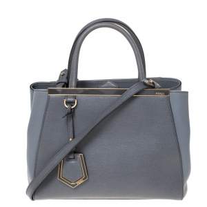 Pre Owned Fendi Grey Two Tone Leather Mini 2Jours Tote 