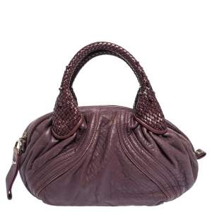 Pre Owned Fendi Purple Leather Mini Spy Hobo 