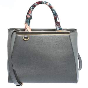 Pre Owned Fendi Grey Leather Mini 2Jours Tote 