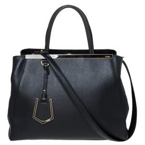 Pre Owned Fendi Black Leather Medium 2jours Tote