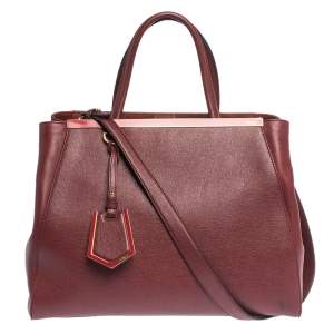 Pre Owned Fendi Burgundy Leather Medium 2jours Tote