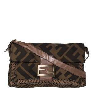 Pre Owned Fendi Tobacco Zucca Canvas and Leather Shoulder Bag