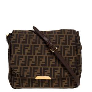 Pre Owned Fendi Tobacco Zucca Canvas and Leather Crossbody Bag