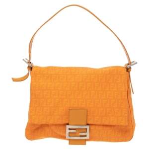 Pre Owned Fendi Orange Canvas and Leather Mama Forever Shoulder Bag