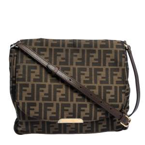 Pre Owned Fendi Tobacco Zucca Canvas and Leather Crossbody Bag