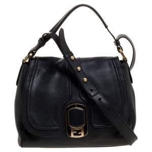 Pre Owned Fendi Black Leather Flap Anna Crossbody Bag