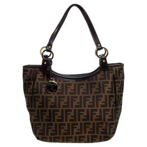 Pre Owned Fendi Tobacco Zucca Canvas and Leather Chef Shopper Tote