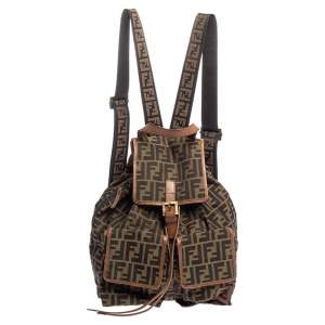 Pre Owned Fendi Tobacco Zucca Canvas and Leather Travel Backpack