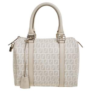 Pre Owned Fendi Multicolor Zucchino Coated Canvas/Sequins and Patent Leather Small Forever Bauletto Boston Bag