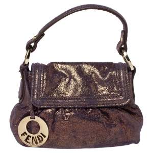 Pre Owned Fendi Holographic Shimmering Leather Mini Chef Hobo