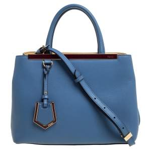 Pre Owned Fendi Blue Leather Mini 2Jours Tote 
