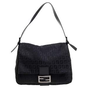 مملوكة مسبقًا Fendi Black Zucchino Canvas Mama Forever Shoulder Bag