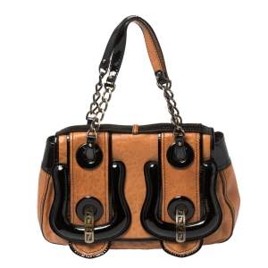 مملوكة مسبقًا Fendi Black/Brown Patent Leather and Leather B Shoulder Bag
