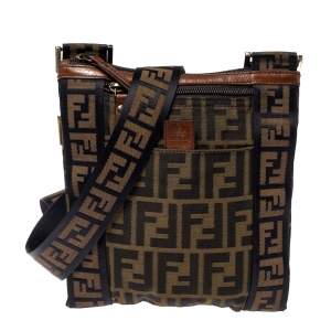 Fendi Tobacco Zucca Canvas Flat Messenger Bag