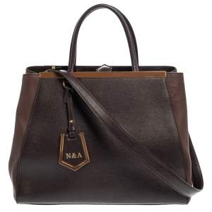 Pre Owned Fendi Dark Brown Leather Medium 2jours Tote