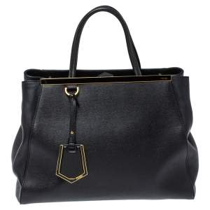 مملوكة مسبقًا Fendi Black Leather Medium 2Jours Tote 