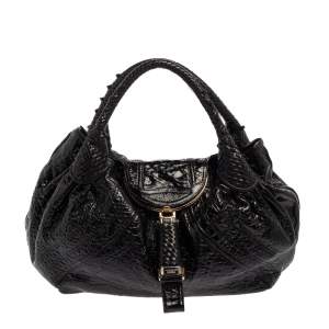 Pre Owned Fendi Black Nappa Leather Spy Hobo