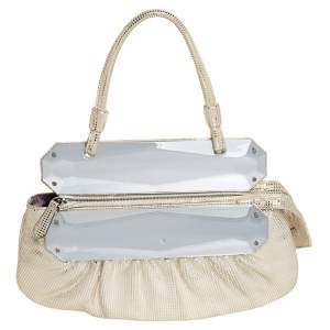Pre Owned Fendi Silver Shimmering Leather Disco To You Clutch