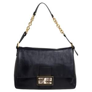 مملوكة مسبقًا Fendi Black Leather And Water Snake Mamma Forever Shoulder Bag