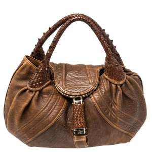 Pre Owned Fendi Brown Leather Spy Bag