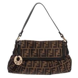 Pre Owned Fendi Tobacco Zucca Canvas and Leather Chef Hobo