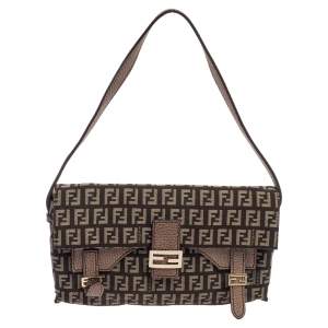 مملوكة مسبقًا Fendi Brown Zucchino Canvas And Leather Baguette Shoulder Bag