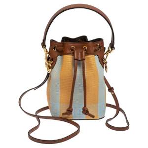 Pre Owned Fendi Multicolor Canvas and Leather Mini Mon Tresor Drawstring Bucket Bag