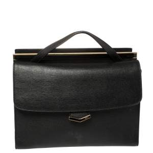 Fendi Black Textured Leather Small Demi Jour Top Handle Bag