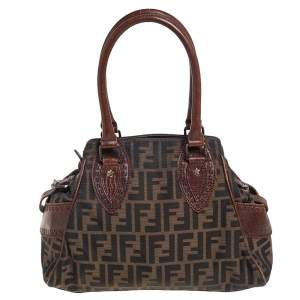 Pre Owned Fendi Tobacco Zucca Canvas and Leather Small Chef De Jour Bag