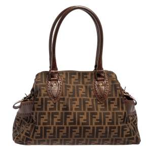 Pre Owned Fendi Tobacco Zucca Canvas and Leather Medium Chef De Jour Tote