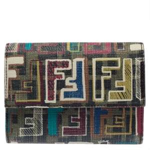 مملوكة مسبقًا Fendi Multicolor Coated Canvas Trifold Wallet