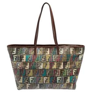 Pre Owned Fendi Multicolor Zucca Coated Canvas Large Roll Tote