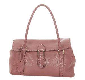 Fendi Pink Calf Leather Selleria Linda Shoulder Bag
