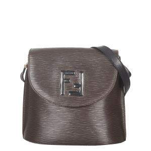 مملوكة مسبقًا Fendi Brown Leather Crossbody Bag