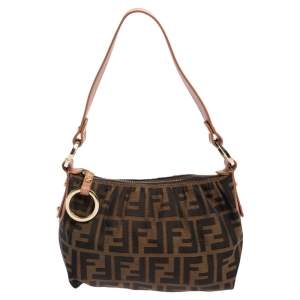 Pre Owned Fendi Tobacco Zucca Canvas And Leather Hobo 
