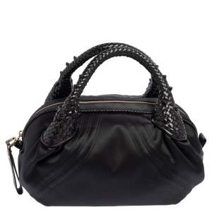 Pre Owned Fendi Black Satin Baby Spy Bag