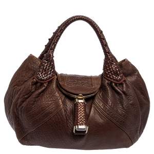 Fendi Dark Brown Textured Leather Spy Bag