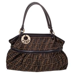 Pre Owned Fendi Tobacco Zucca Canvas and Leather Large Chef Tote