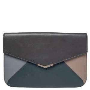 Pre Owned Fendi Multicolor Leather Large 2Jours Wrislet Envelope Clutch