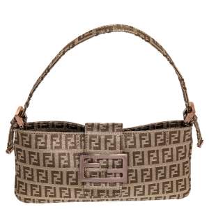 Fendi Gold Zucca Canvas Mama Baguette Bag