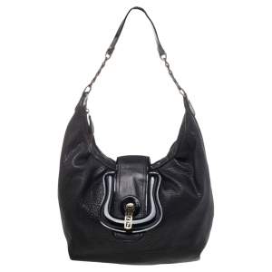 Pre Owned Fendi Black Patent Leather And Leather B Bag Hobo