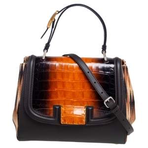 مملوكة مسبقًا Fendi Multicolor Crocodile,Pony Hair and Leather Silvana Top Handle Bag