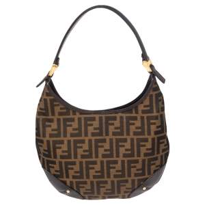 Pre Owned Fendi Tobacco Zucca Canvas Small Hobo