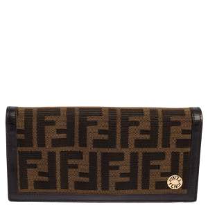 Fendi Tobacco Zucca Canvas and Leather Continental Flap Wallet