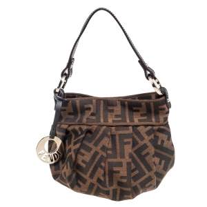 Pre Owned Fendi Tobacco Zucca Canvas and Leather Mini Chef Bag