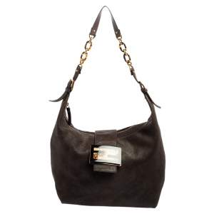 Fendi Dark Brown Soft Leather Mama Forever Shoulder Bag