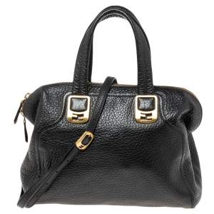 Pre Owned Fendi Black Pebbled Leather Small Chameleon Tote