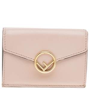 مملوكة مسبقًا  محفظة فندي مايكرو إف إذ فندي جلد وردي ثلاثية الطي